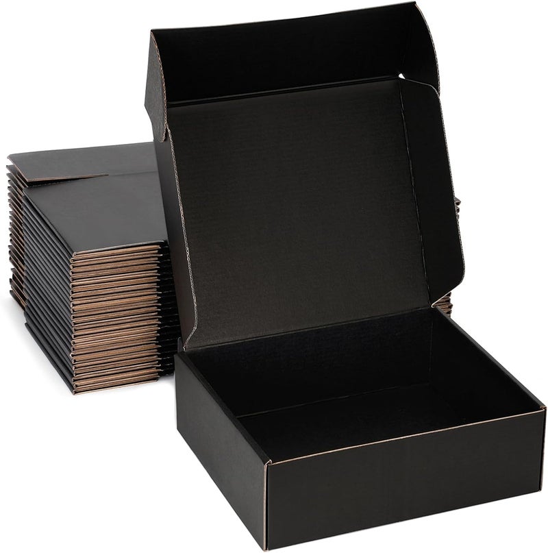 DUZCLI Small Shipping Boxes 12x9x3 Inches – Black Corrugated Cardboard Boxes (20-Pack) for Mailing, Packing, Small Business & Gift Packaging - Recyclable & Sturdy - Image 1